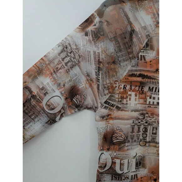 Cotton On Y2K Mesh Cropped Top Women Size L Euro Graphic Long Sleeve Retro Cyber - Picture 7 of 9